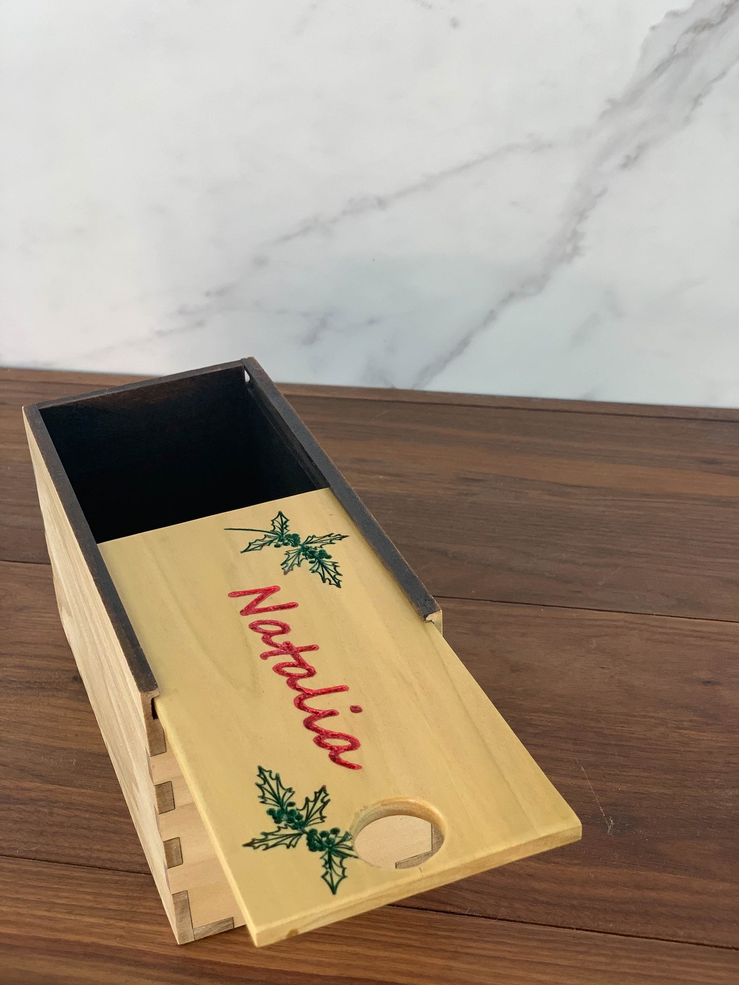 Sliding Top Wooden Box